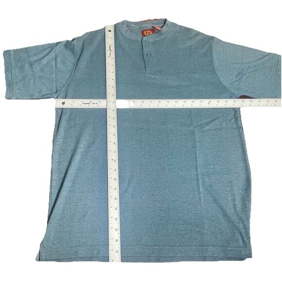 EZ’s by Haggar Men’s Henley Shirt Teal Short Sleeve Size M Casual Top - Picture 7 of 7